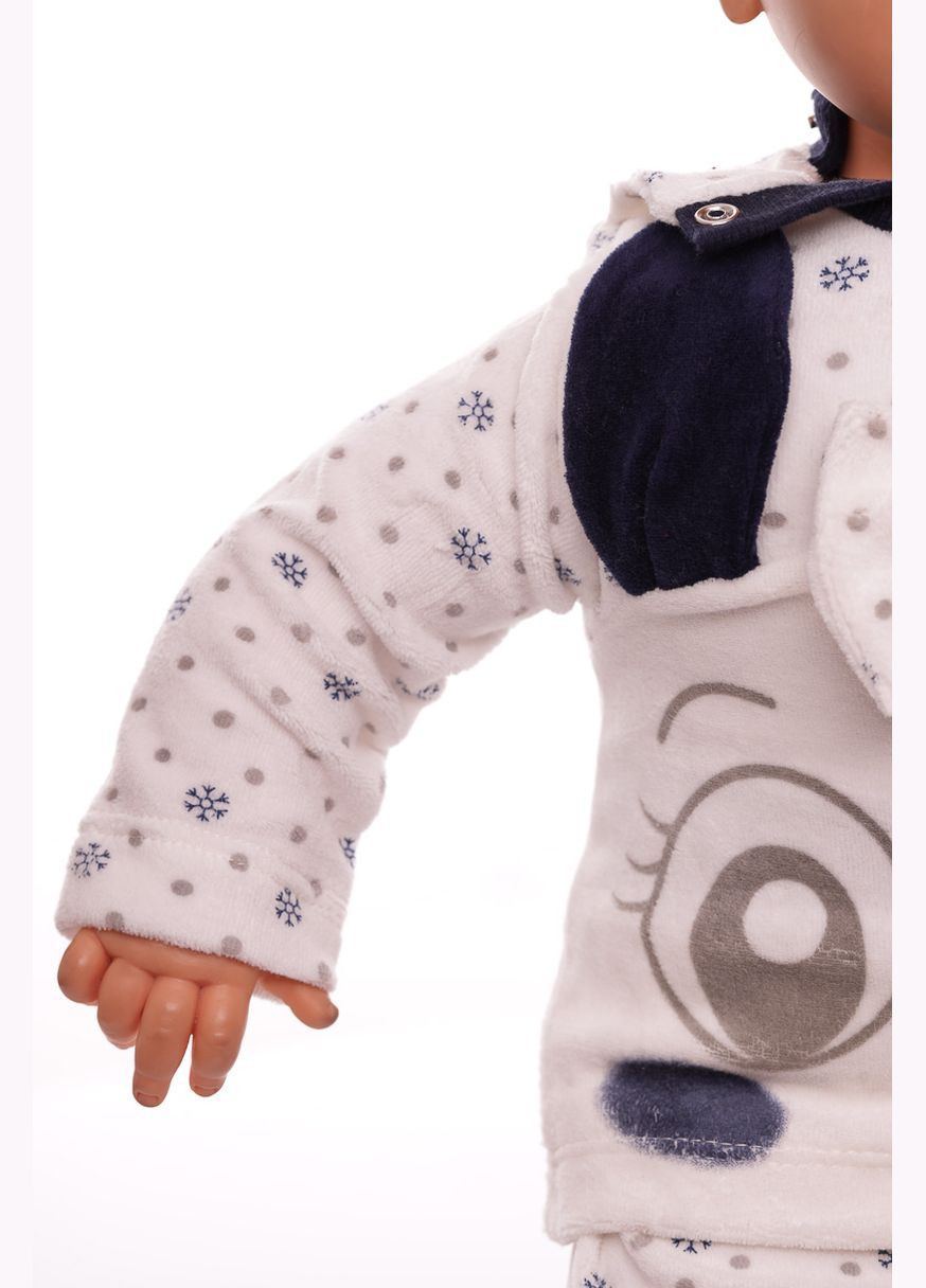 Синій зимній костюм з довгим рукавом для велюрової дівчинки з вушками синій 62 см (27610) BABYKROHA