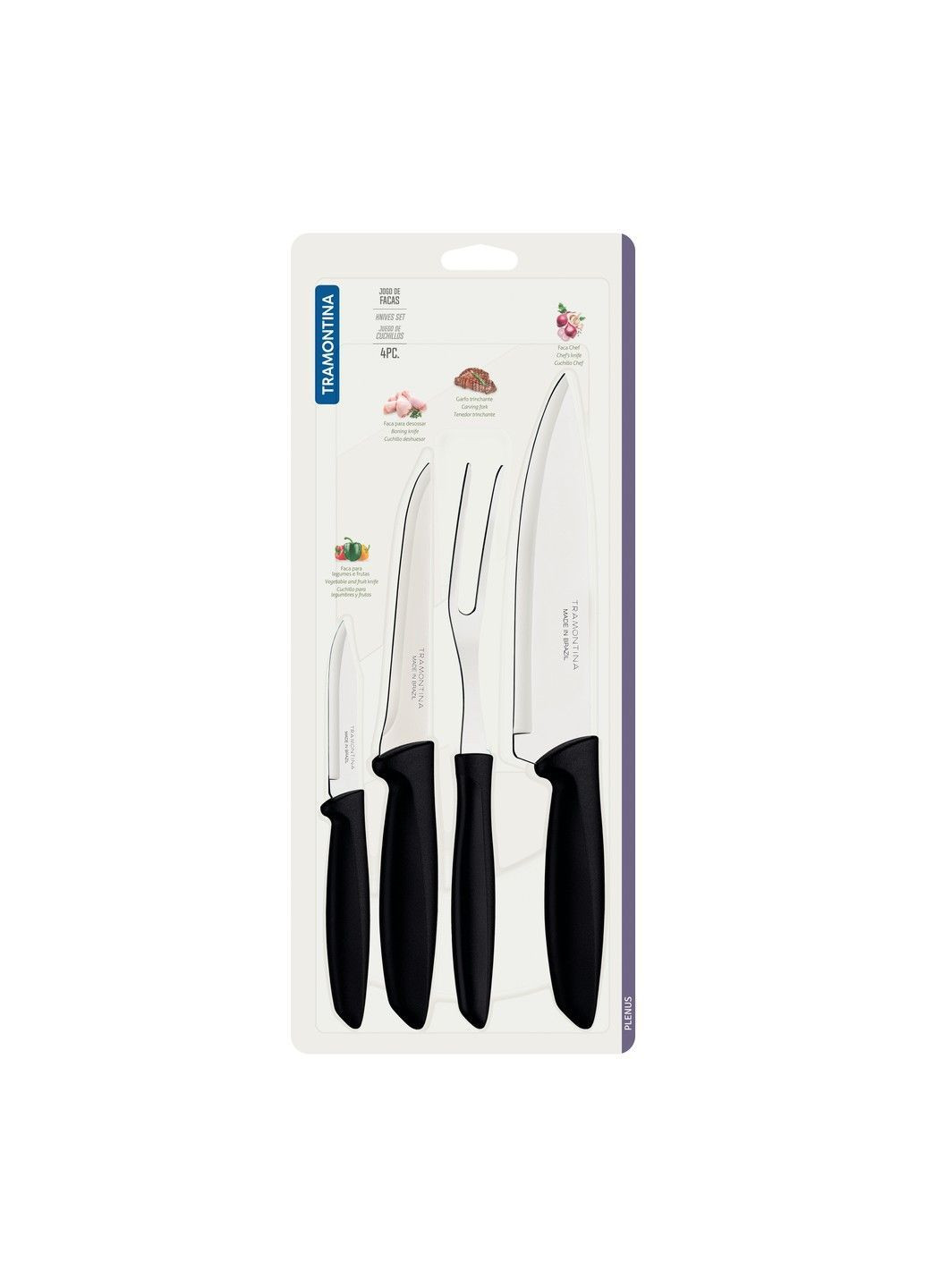 Наборы ножей PLENUS black 4 пр инд. бл. (23498/031) Tramontina комбинированные,