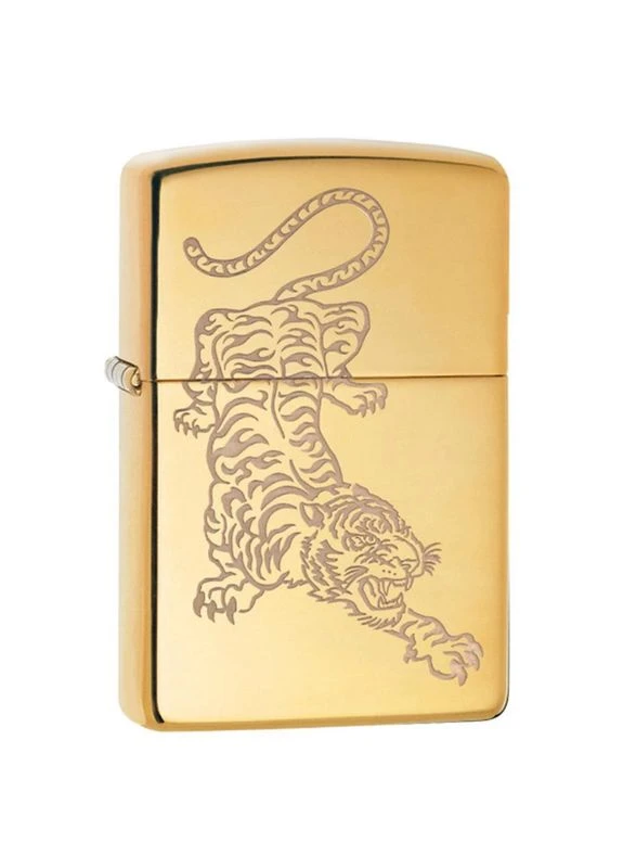 Зажигалка Tattoo Tiger Design, 29884, золотая, латунная, кремниевая, в фирменной упаковке, пожизненная гарантия Zippo (395603253)