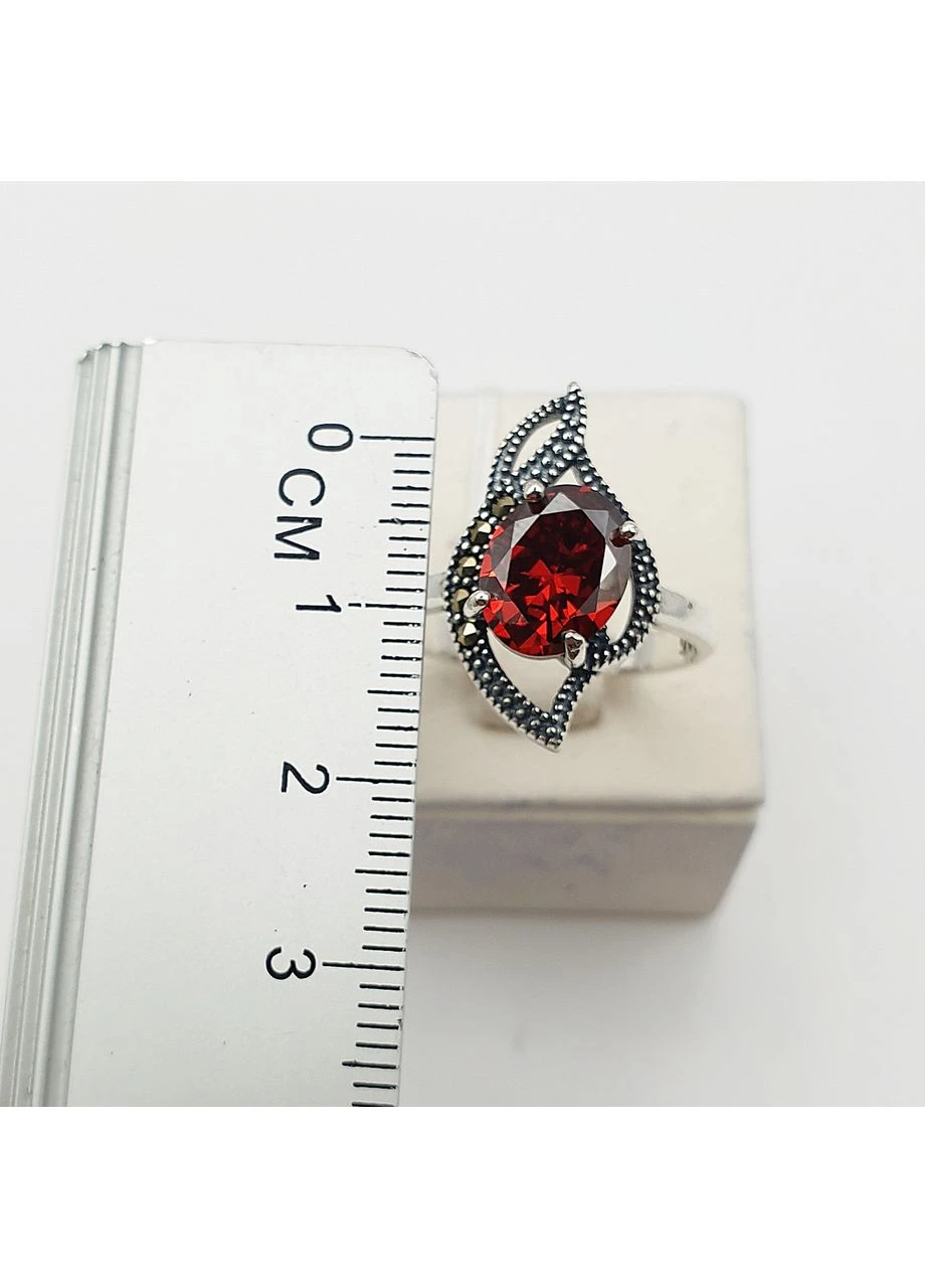 Кольцо серебряное с гранатом и марказитом 18,5 4,32 г No Brand (369737326)