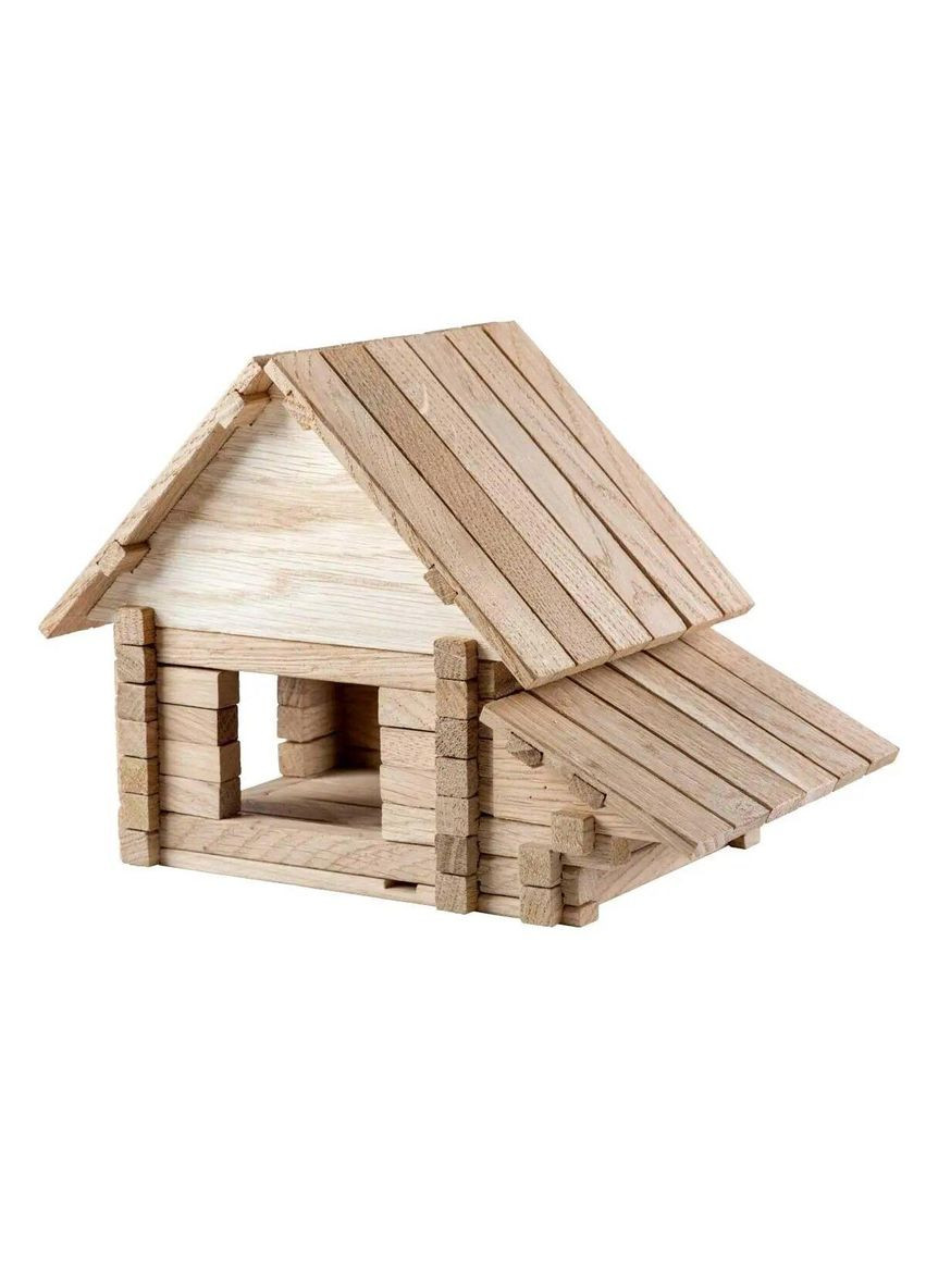 Конструктор дерев'яний для дітей Будиночок з балконом 136 деталей (900248) Igroteco (342337416)