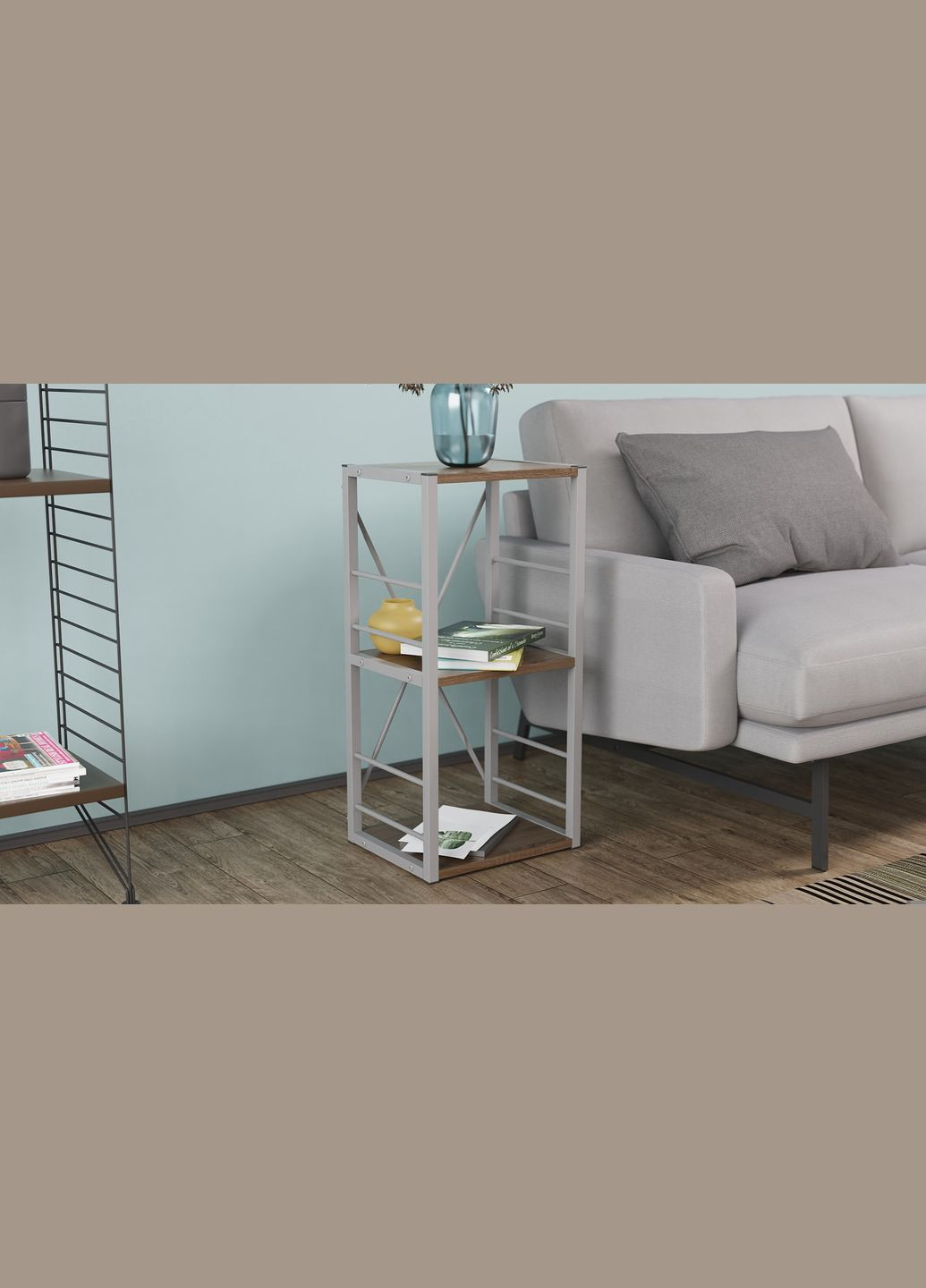 Этажерка 3/34 Серии Коннект 73x34x28 серый ДСП 16мм (FRD-104305) Ferrum-decor (353499753)