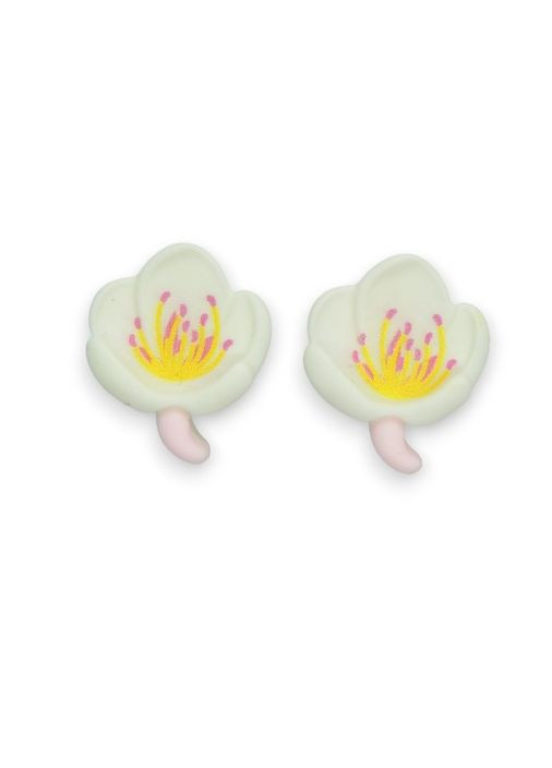 Сережки кліпси для вух без пробивання вуха "Квіткова Симфонія" білі Liresmina Jewelry (289717514)