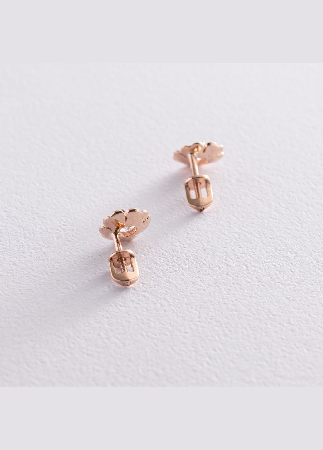 Золоті сережки - пусети Квіточки с01934 Oniks (264022374)