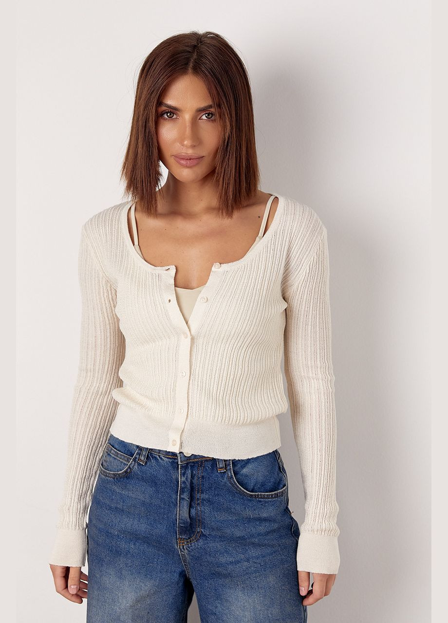 Молочный демисезонный кардиган No Brand