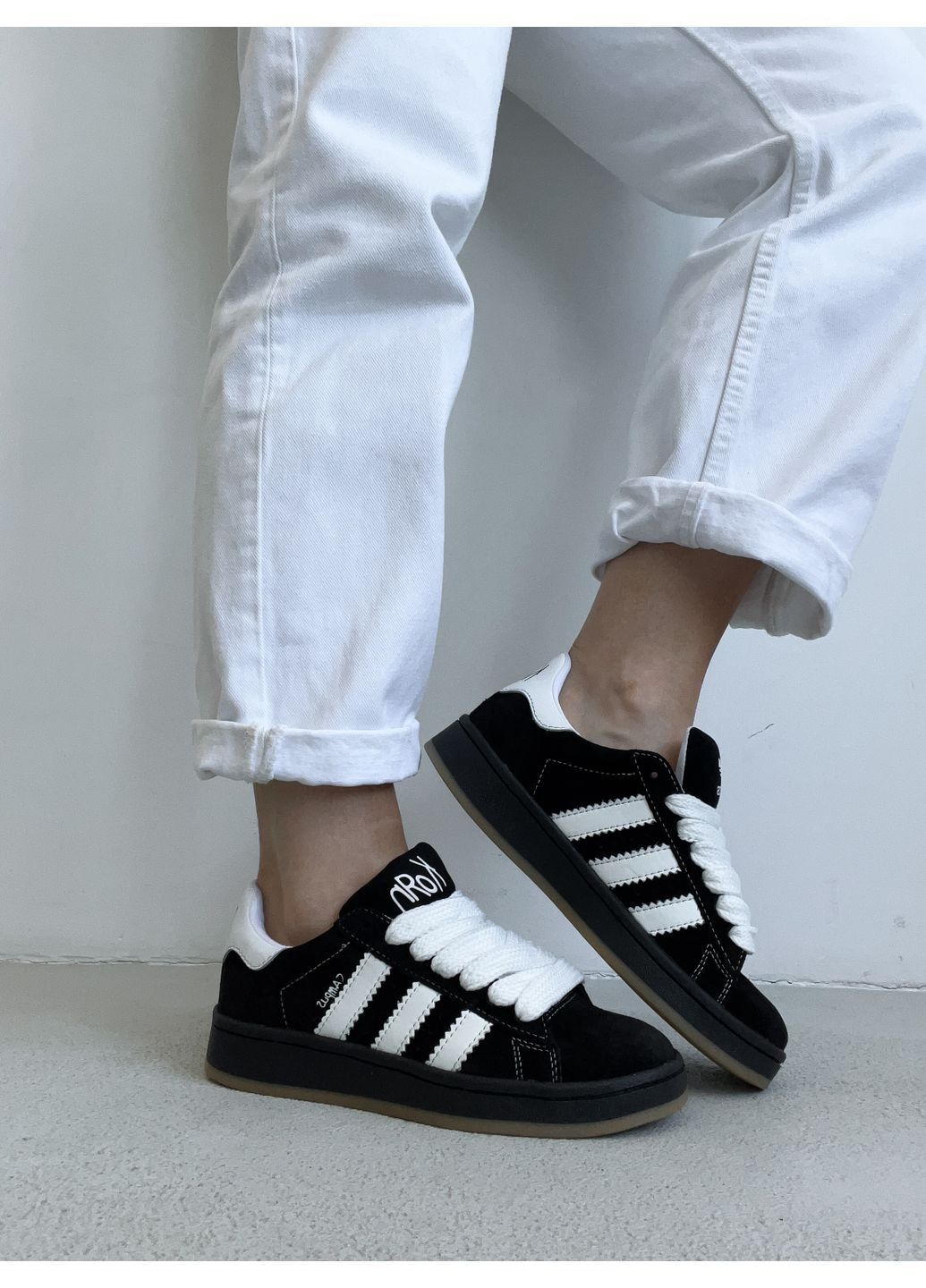 КРОССОВКИ ЖЕНСКИЕ ADIDAS CAMPUS 00S X KORN BLACK / WHITE АДИДАС КАМПУС No Brand чёрные демисезоны (367173072)