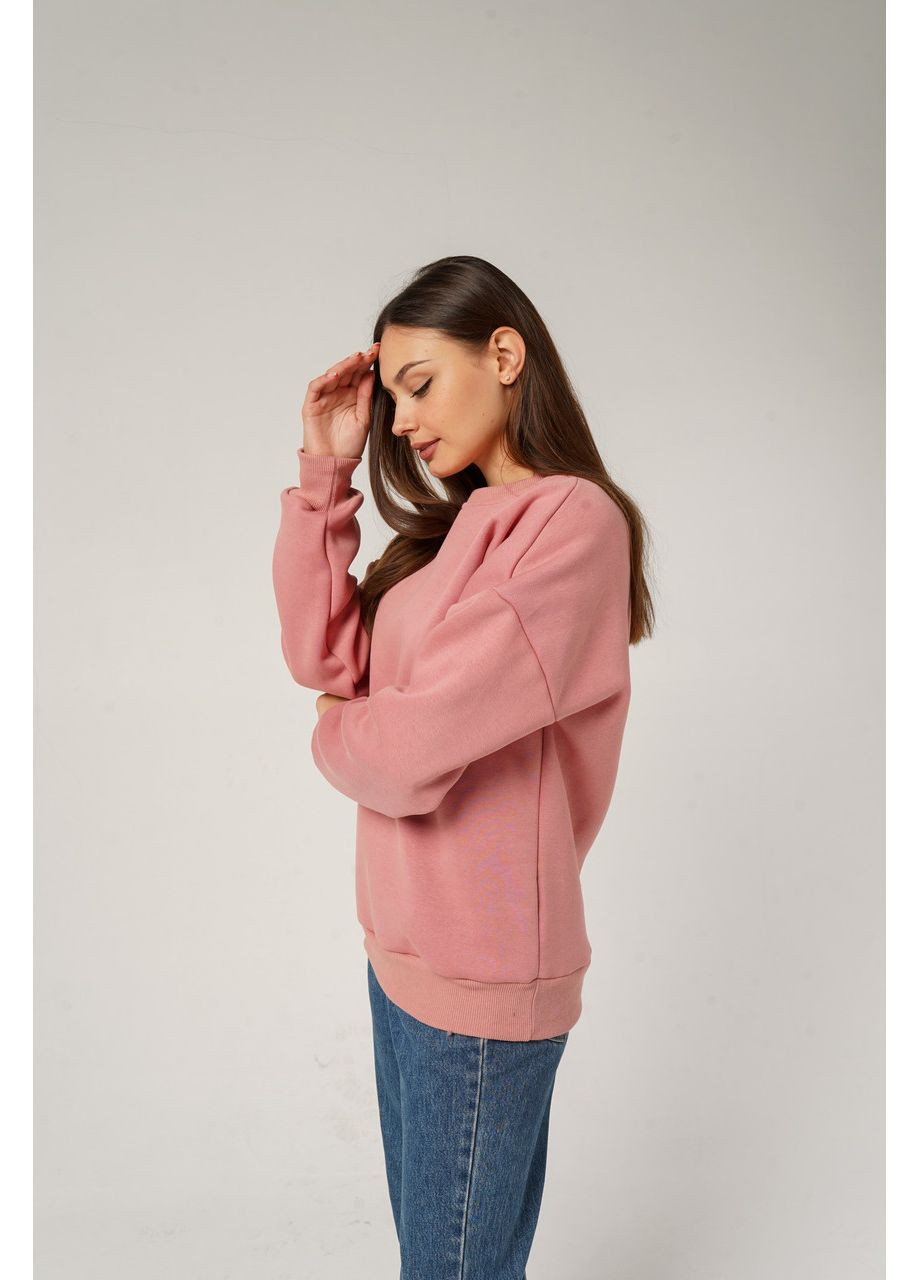 Темно-рожевий світшот жіночий з начосом oversize, світшот жіночий оверсайз, кофта жіноча з начосом, батник жіночий теплий кремовий, (367779037)
