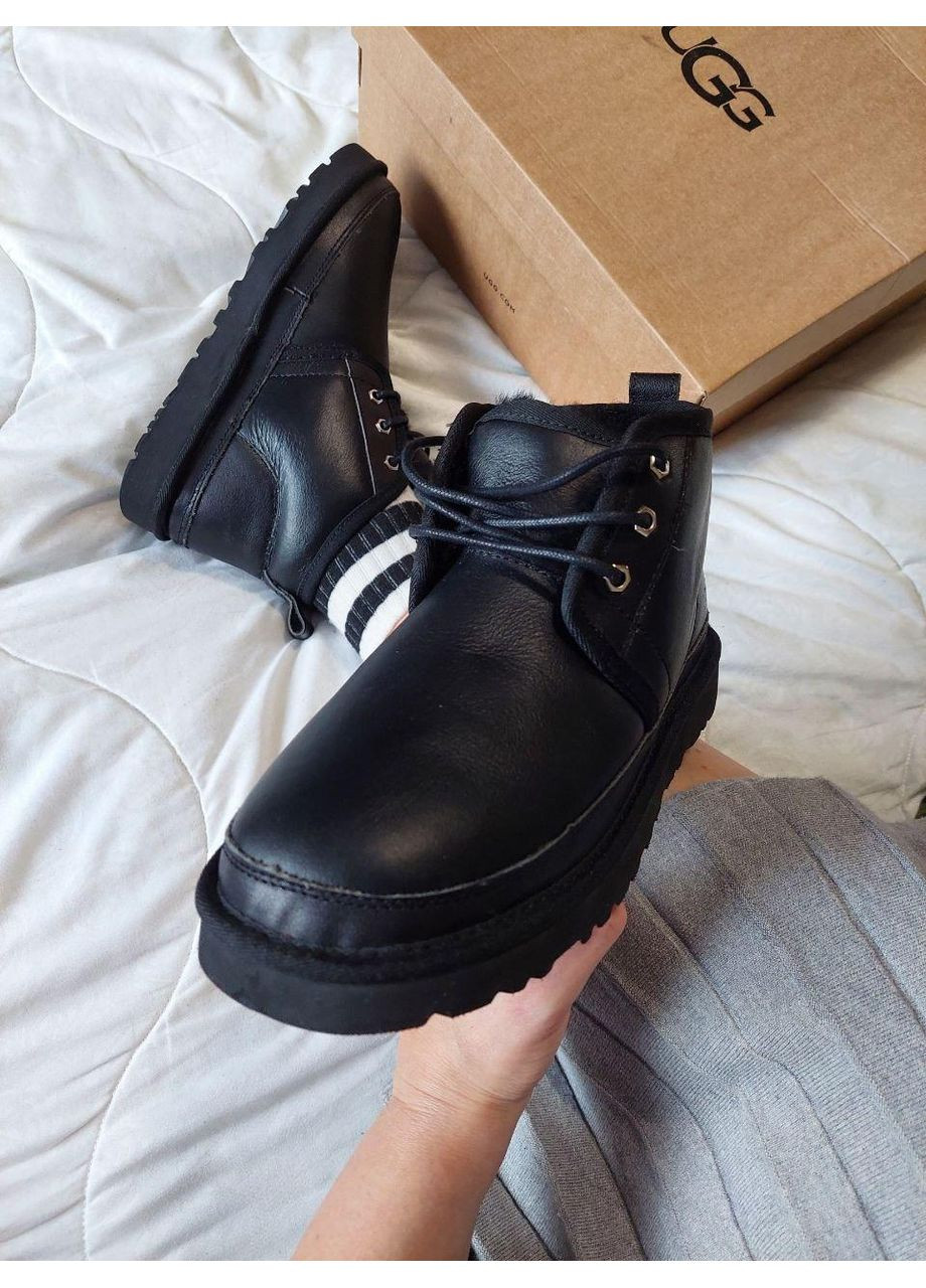 Уги Женские UGG Neumel Leather Black (Шкіра) (366196824)