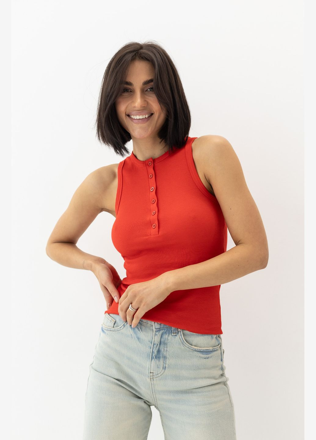 Майка в рубчик на пуговицах Lurex — 324828109