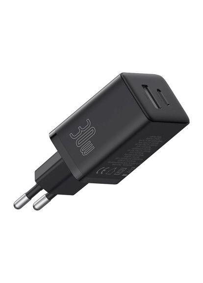 Зарядний пристрій (P10111404113-00) Baseus 1xUSB-C 30W + 1xUSB black (369880751)