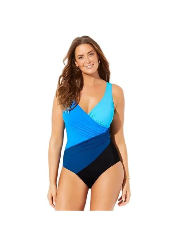 Комбінований літній купальник великого розміру для жінок із пишними формами. суцільний купальник жіночий з чашкою виготовлений із еластану China