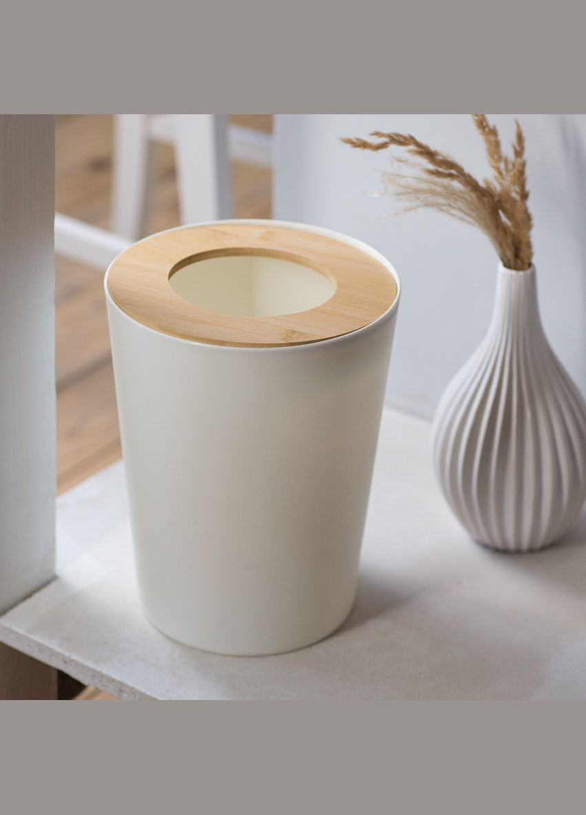 Відро для сміття MVM MY HOME Scandinavia 9 л Білий/дерево (BIN-20 9L WHITE/WOOD) МВМ (365280794)