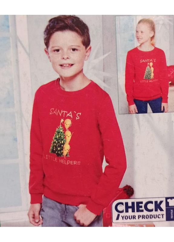 Алый новогодний рождественский свитшот для мальчиков и девочек Alive новогодний (369719527)