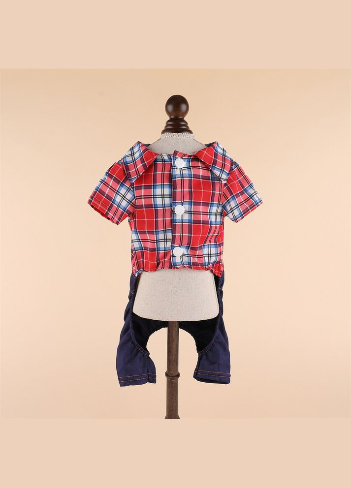 Джинсовий костюм для собак Pet Style "Клітка" Червоний XS No Brand - (323232657)