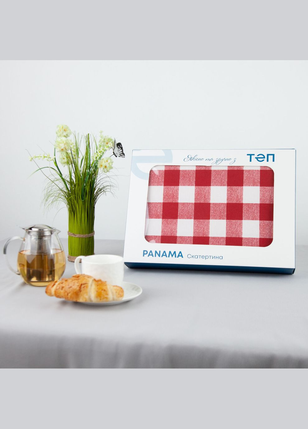 Скатертина "Panama" 180*220 см водовідштовхуюча Red Check С-04187_29805 ТЕП (318493009)