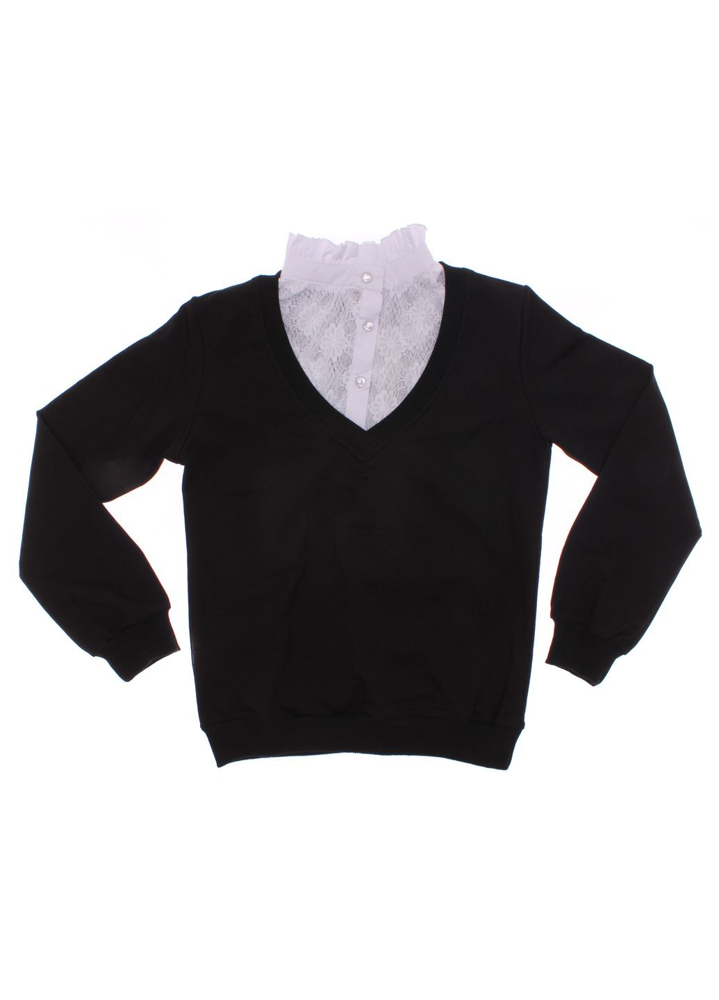 Чорний зимній джемпер + комірець 3028 чорний Lucky Life