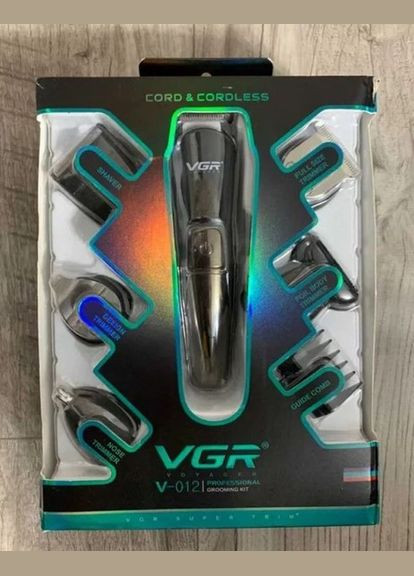 Аккумуляторная машинка для стрижки V-012 6 в 1: триммер для волос и бороды, беспроводная VGR (315737654)