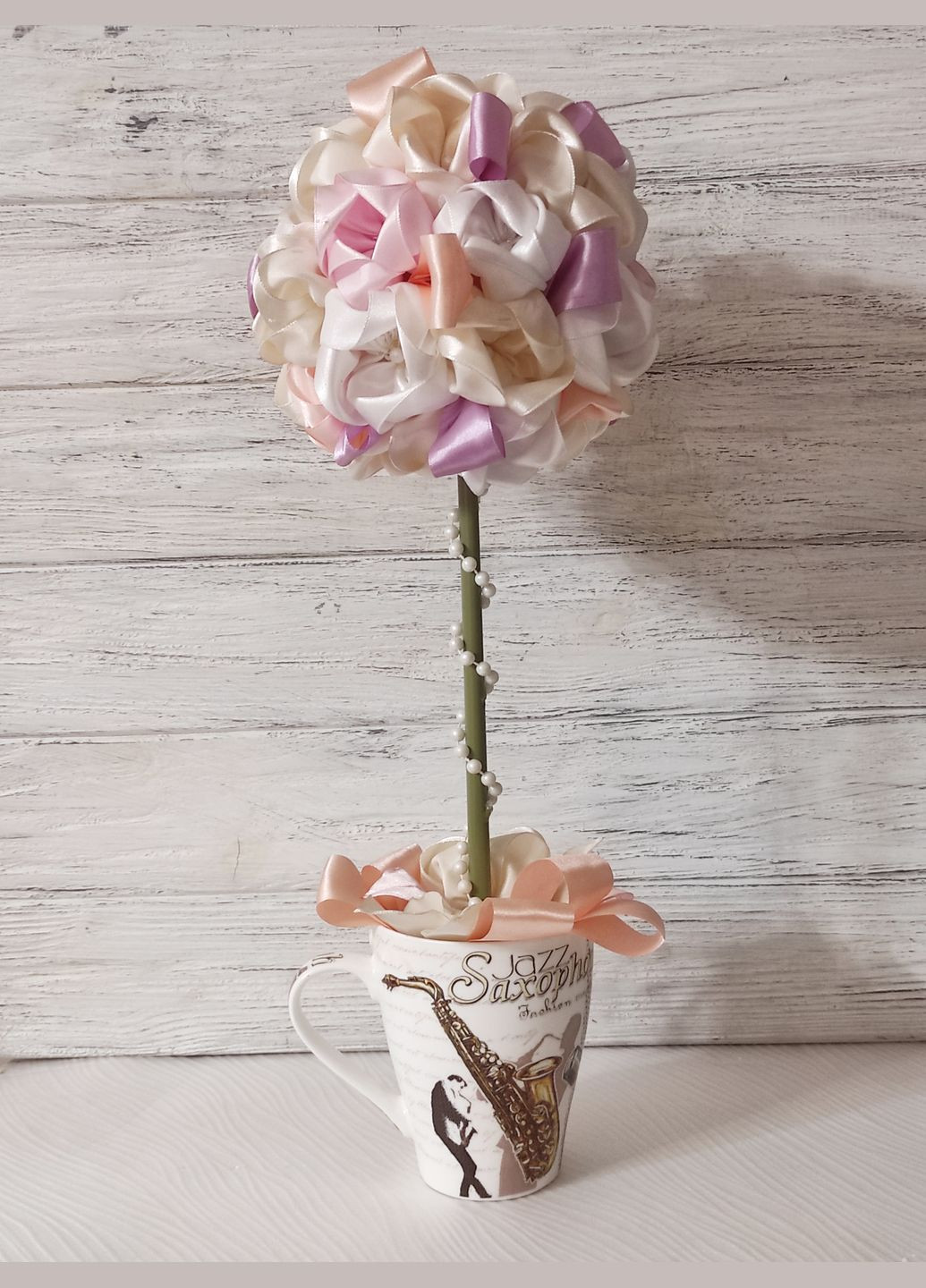 Сувенір статуетка Топіарій (дерево щастя) з атласними стрічками ручна робота хенд мейд подарунок SuvenirPodarokZP (307167360)