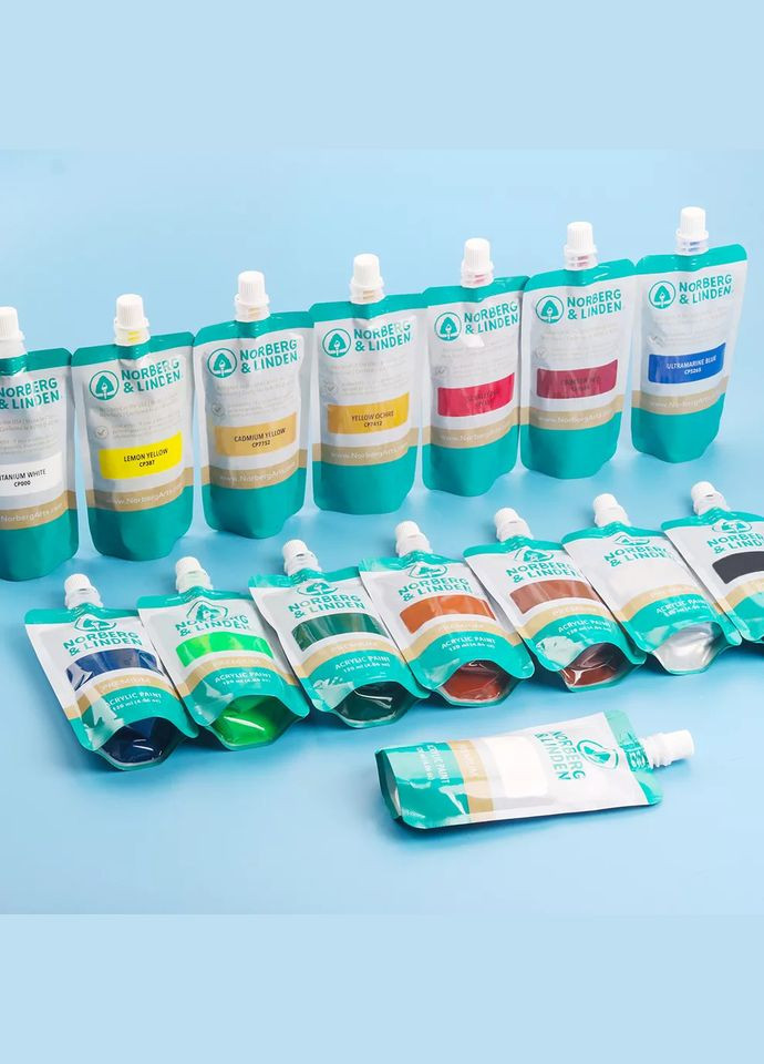 Набор художественных акриловых красок 15 цветов по 120 ml. (Дой-пак) Norberg & Linden (322772793)