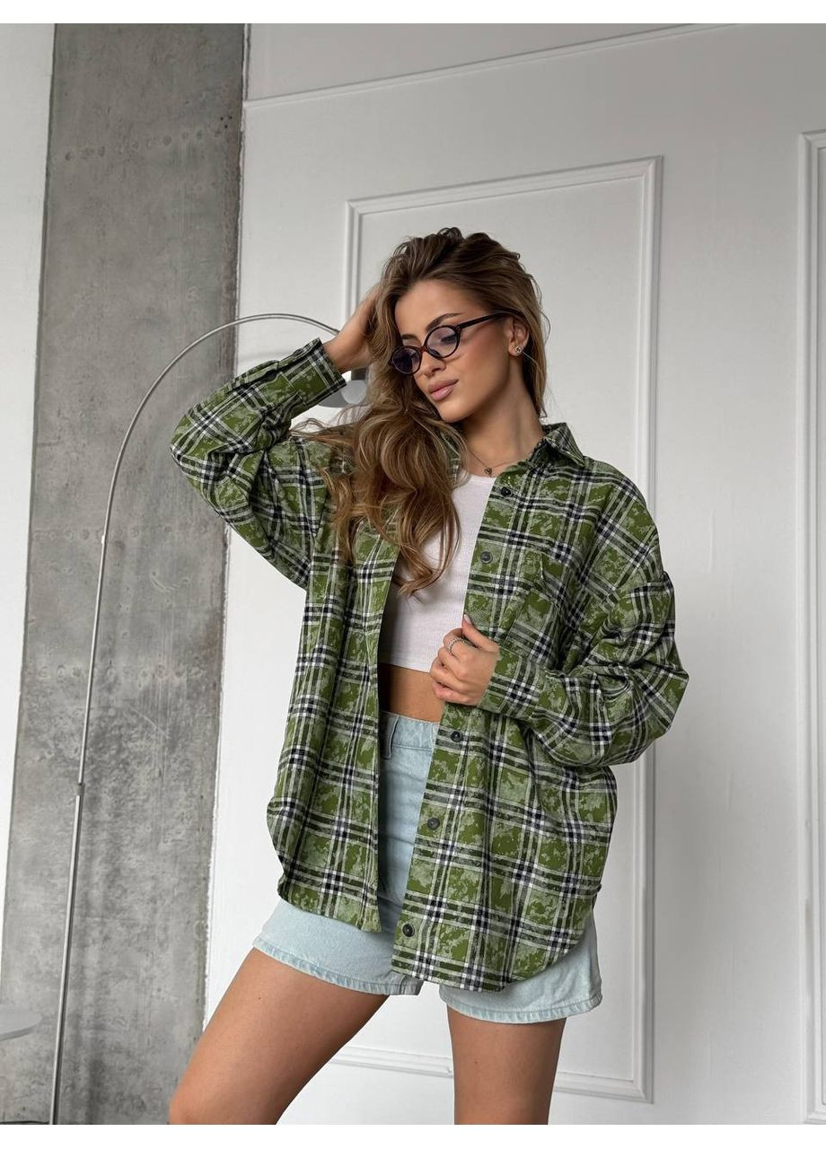 Зеленая классическая рубашка в клетку DK/DL Мода без кордонів