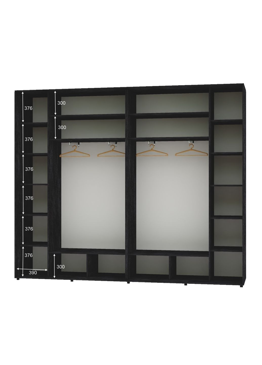 Шафа-купе тридверна 300*45*240 Бетон темний 2 ДСП/Дзеркало з піскострумним малюнком Люкс-149 Алекса (360469577)