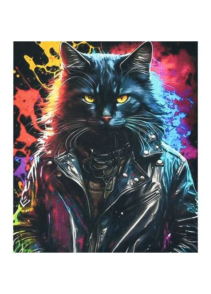 Алмазная мозаика "Брутальный кот в курточке" 40х50 см Strateg (372468421)