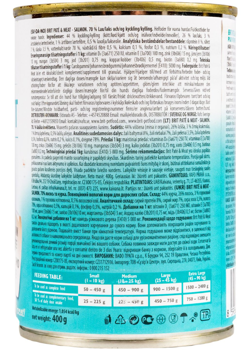 ПАК.Вологий корм для собак Brit Paté & Meat зі смаком лосося та курки 6 шт по 400 г Brit Care (306442436)