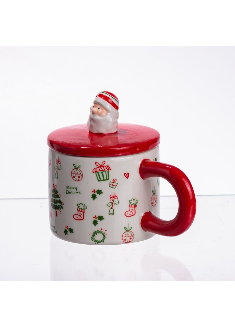 Новорічна порцелянова чашка з кришкою Merry Christmas 350 (мл) CR-1-20 Yiwu (371391770)