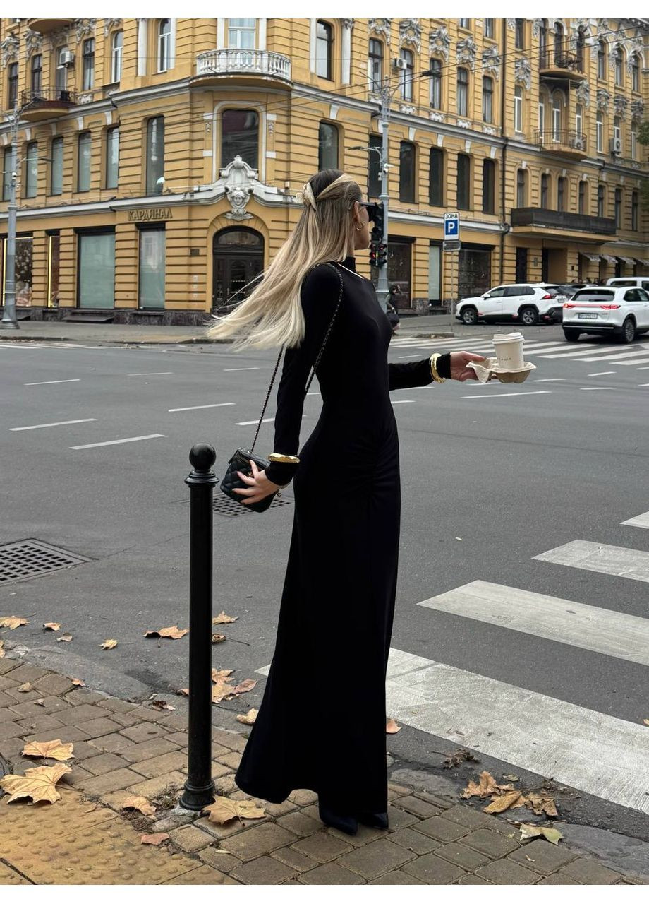 Черное повседневный, вечернее, деловое, кэжуал женское платье силуэтная No Brand однотонное