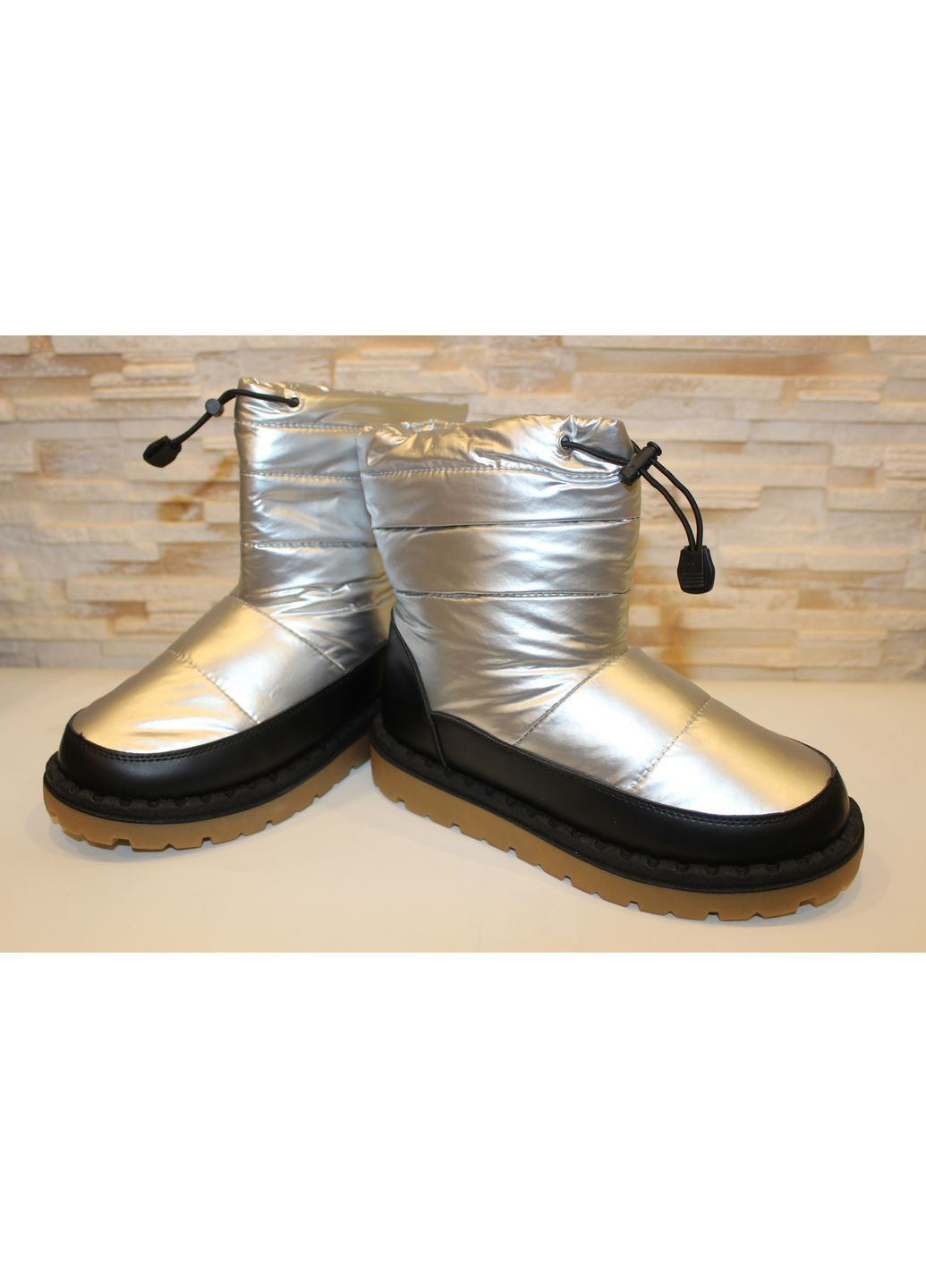 сріблясті No Brand Чоботи дутики жіночі зимові (369363681)