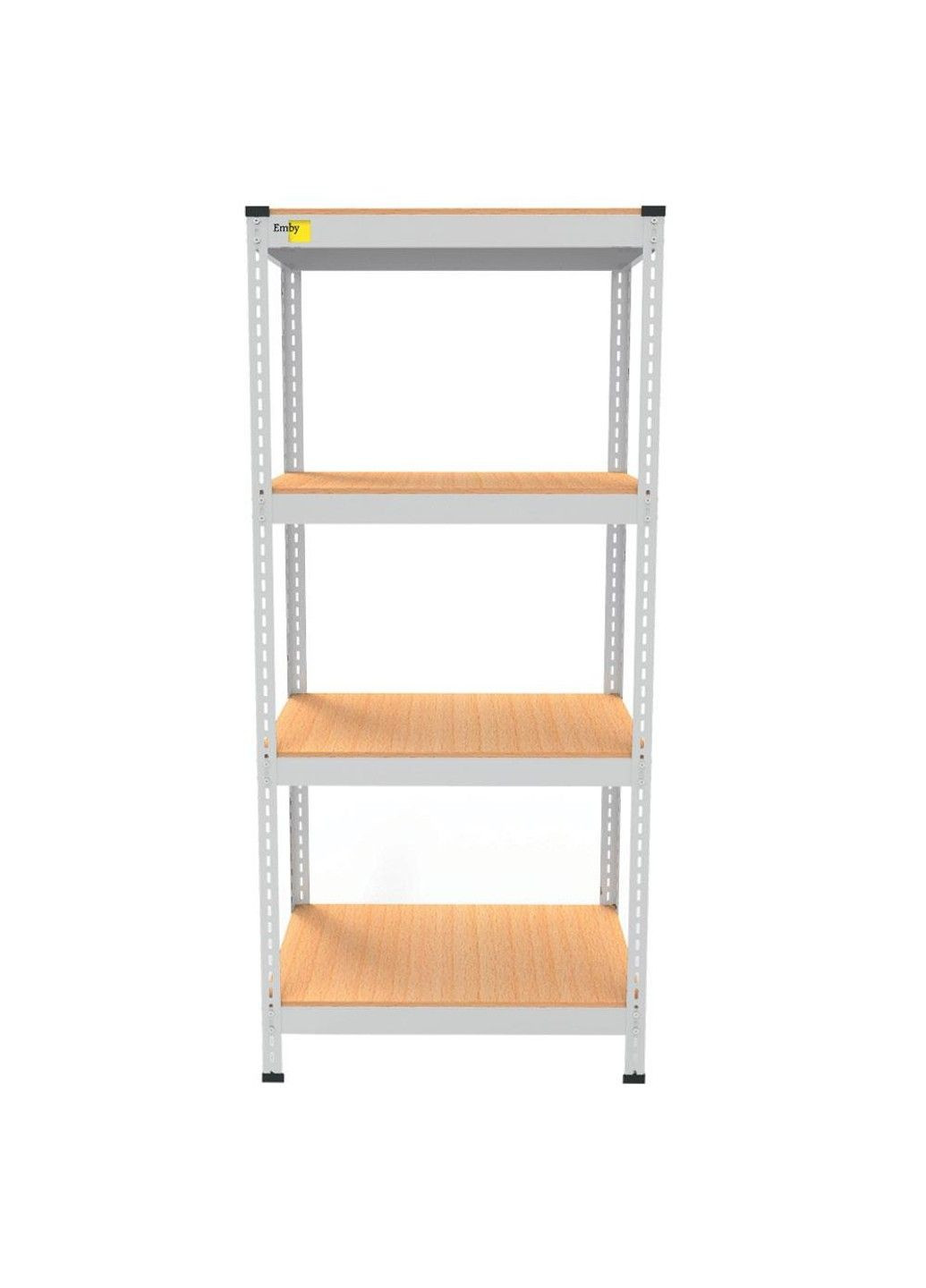 Металлический стеллаж Light Series (размер 1500х600x600мм) 4 полки ДСП до 100кг Белый Emby (331640098)