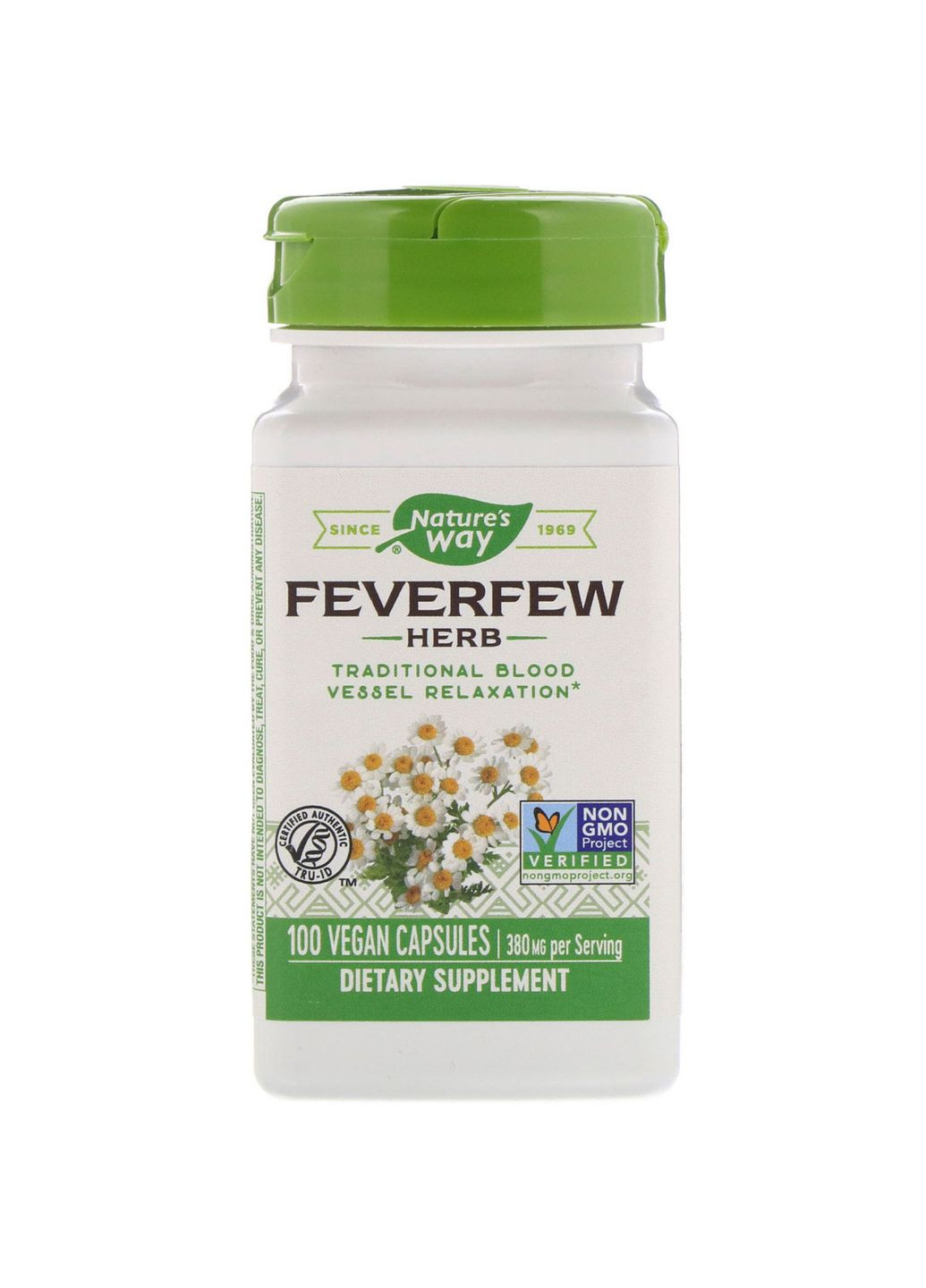 Пиретрум девичий, Feverfew Herb, 380 мг, 100 веганских капсул Nature's Way (362369833)