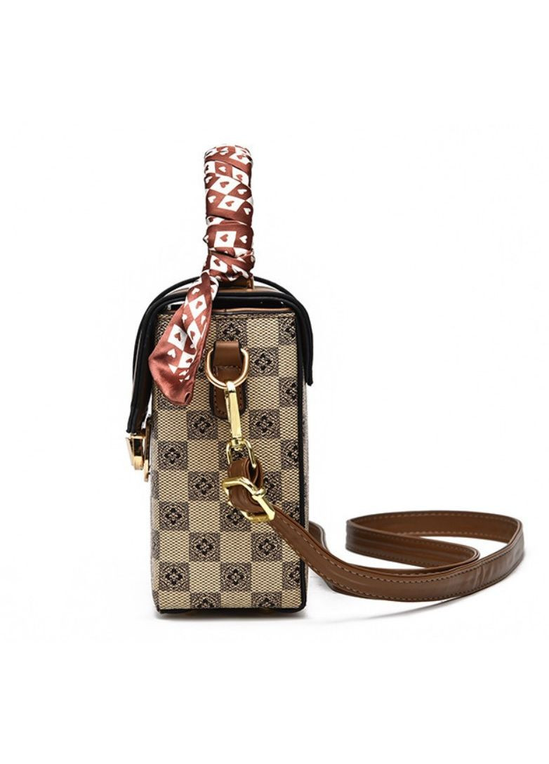 Женская маленькая сумочка бочонок на плечо, мини сумка на замочке Светлый с рыжим No Brand (298998146)