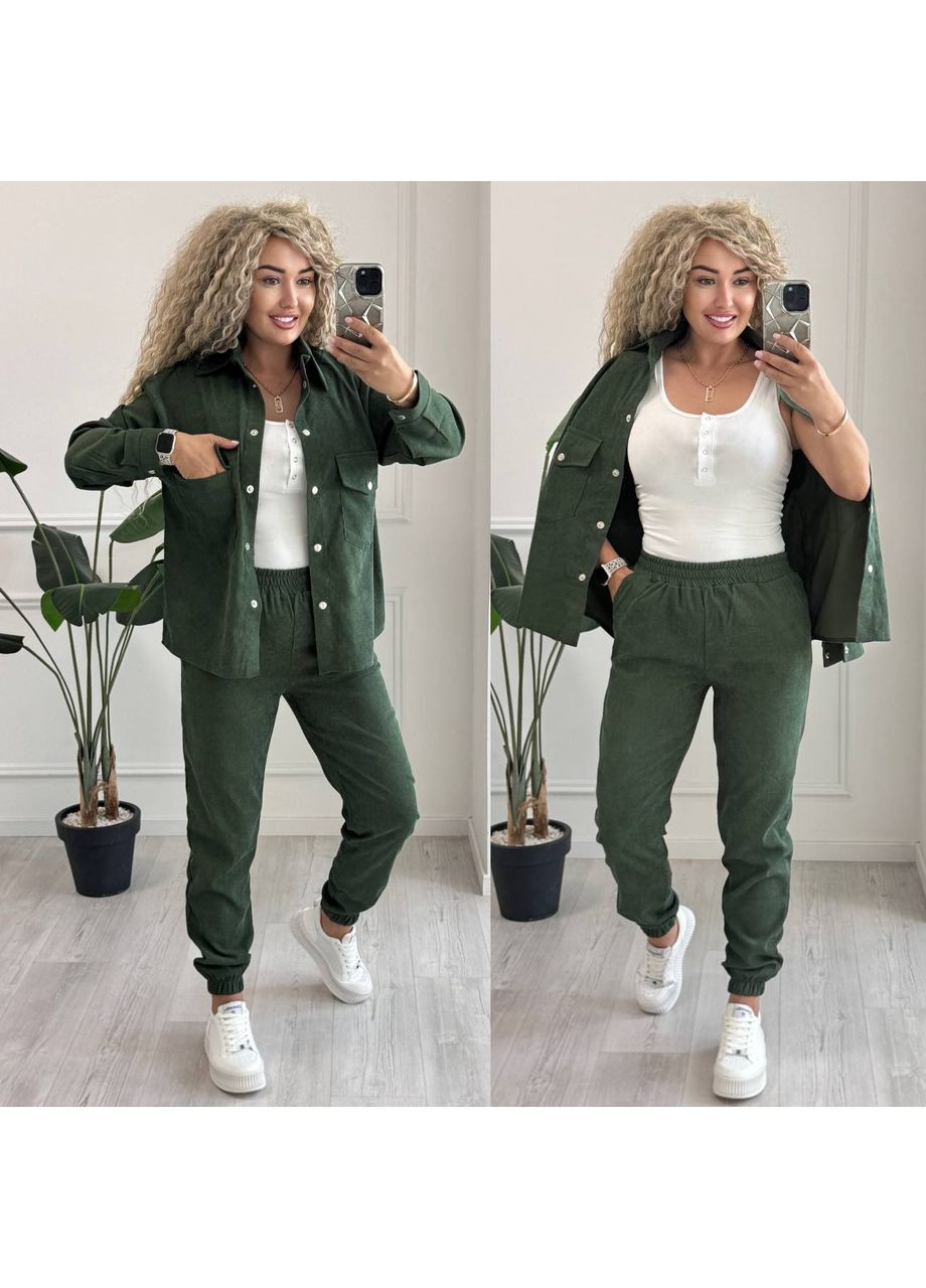 Костюм мікровельвет сорочка на кнопках та штани джогери Україна (353377760)