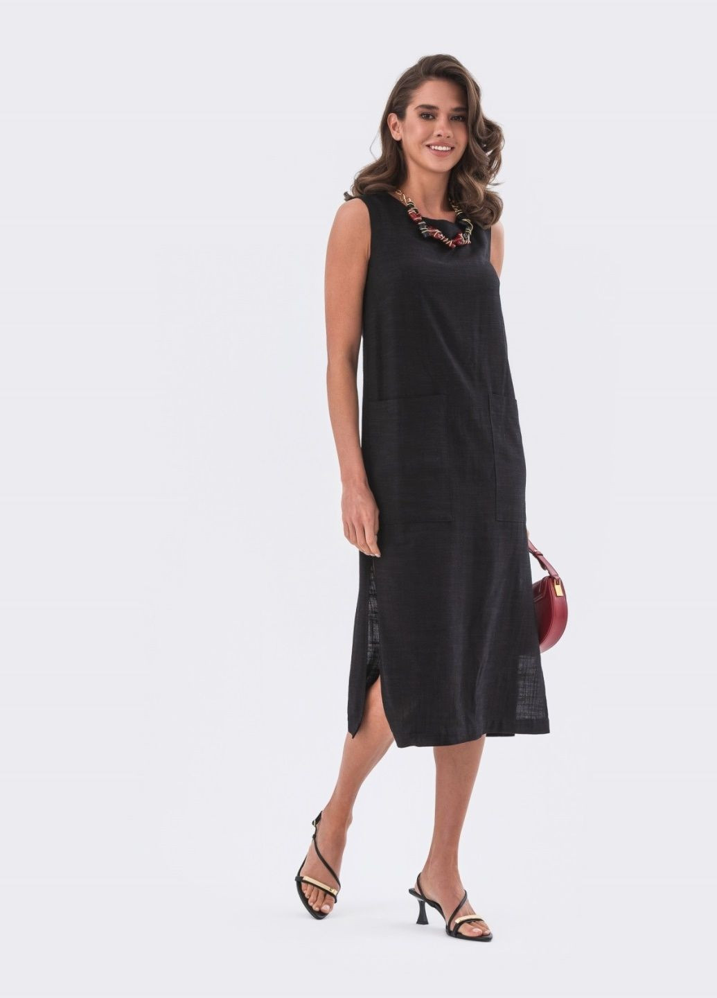 Чорна сукня-міді прямого крою чорного кольору Dressa