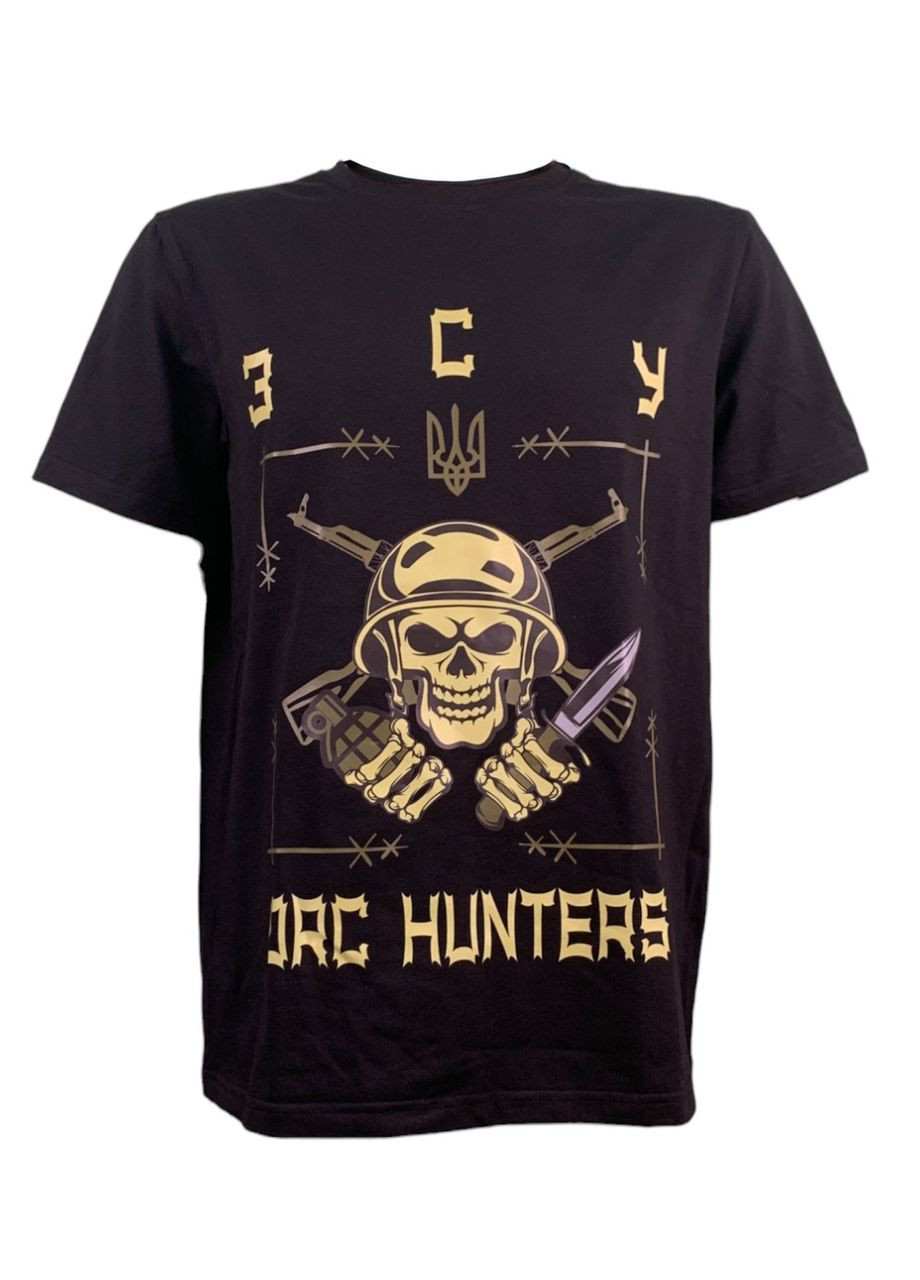 Чёрная футболка унисекс черная с коротким рукавом с принтом всу orc hunters (кулир) раз. xxl 4PROFI кулир (298127301)