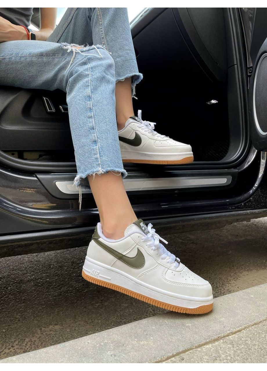 Сірі Осінні кросівки чоловічі nike air force 1 white green v2 найк аір форс 1 преміум No Brand