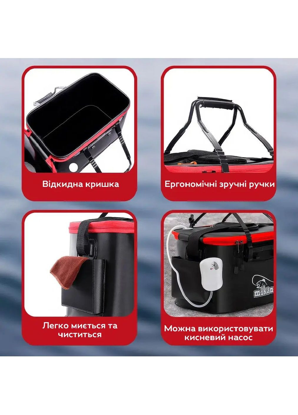 Ящик сумка рыбацкая с клапаном для хранения переноски рыбы снаряжения 48х27х23 на 30 л (478377-Prob) Черная Unbranded (304681299)