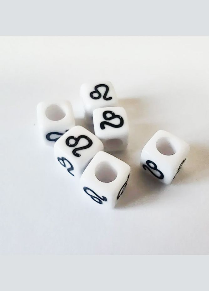 Пластикові намистини Квадратні куб знак зодіака Білий 6 мм х 6 мм 3 мм Ціна за 1 шт Лев Finding (316248373)