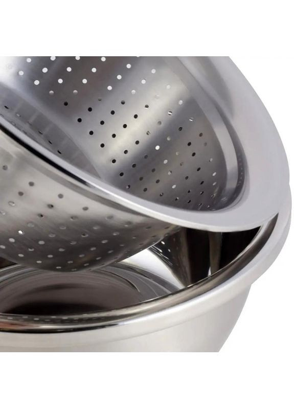 Набор миска и дуршлаг с терками нержавеющая сталь для кухни 26 см универсальный кухонный набор Kamille (368987637)