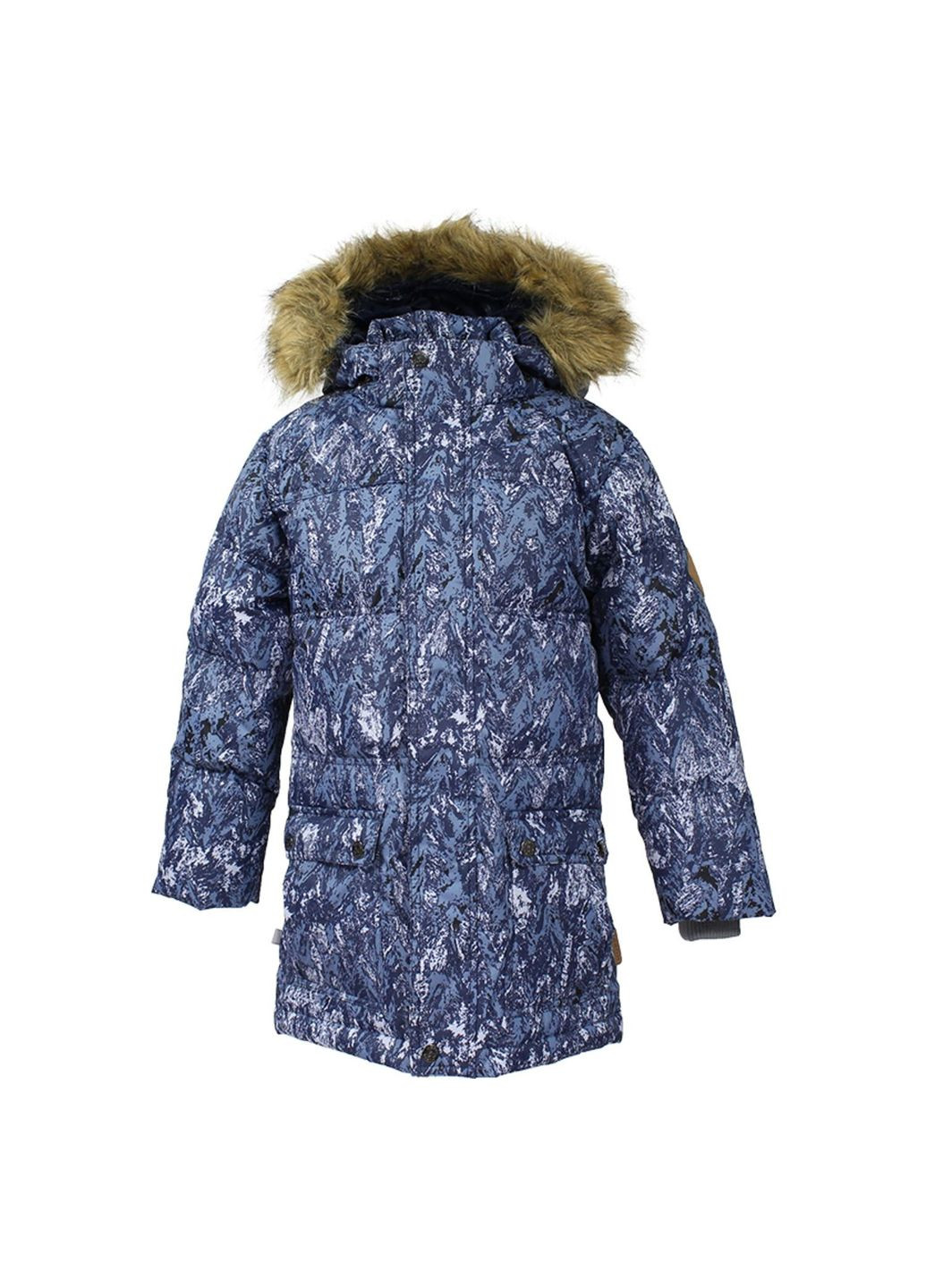 Синяя куртка-пуховик lucas, р.116, синий с белым () Huppa 17770055-73286-116