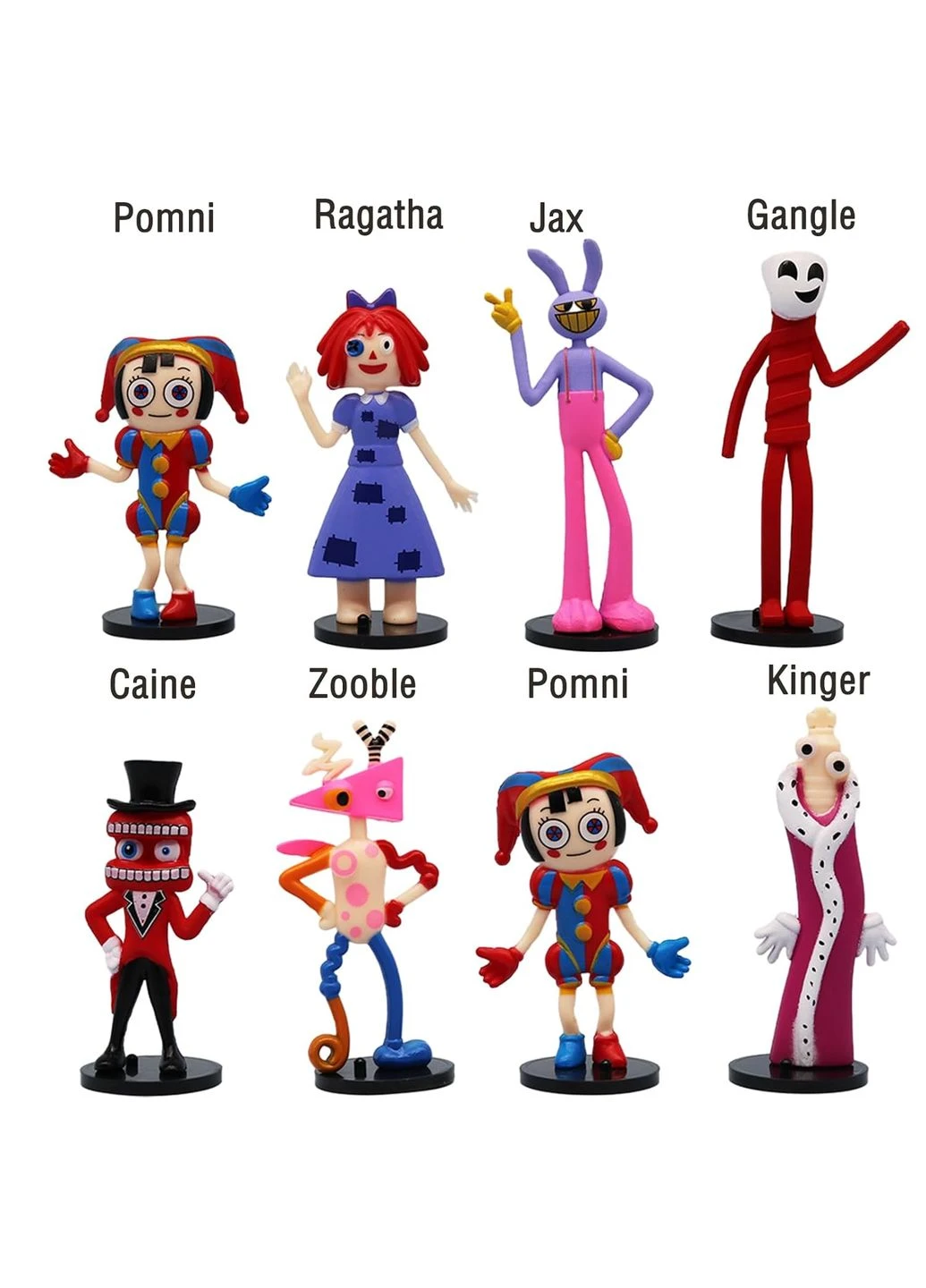 Дивовижний Цифровий Цирк фігурки Цифровий цирк набір фігурок 12шт The Amazing Digital Circus 8 шт 7,5-10см Shantou (295352890)