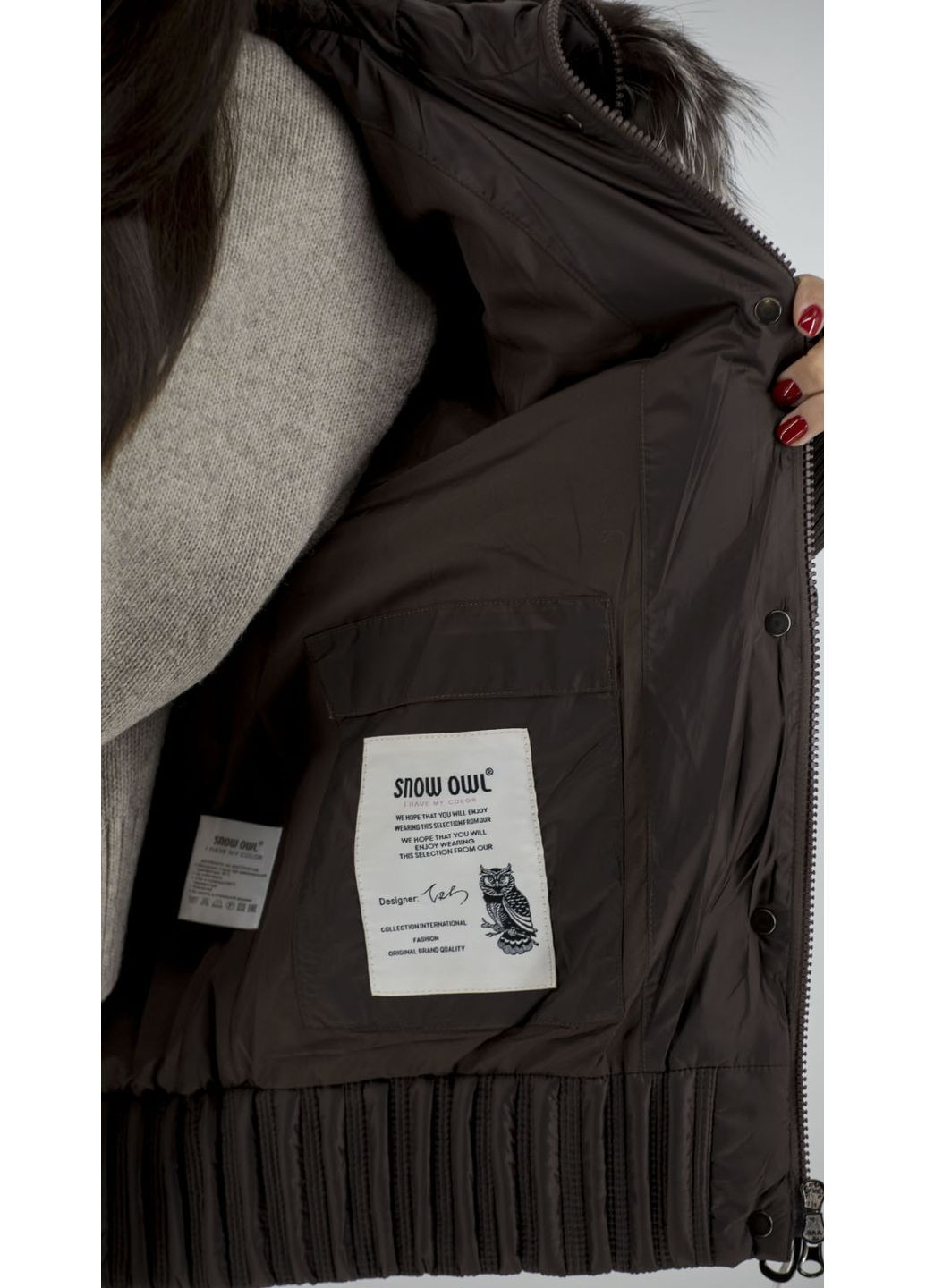 Коричневий зимній Пуховик No Brand