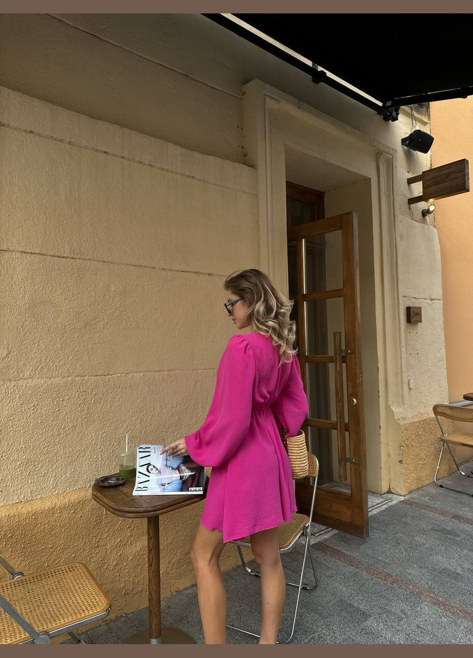 Фуксинова (кольору Фукія) ніжна літня сукня з декольте креп жатка No Brand