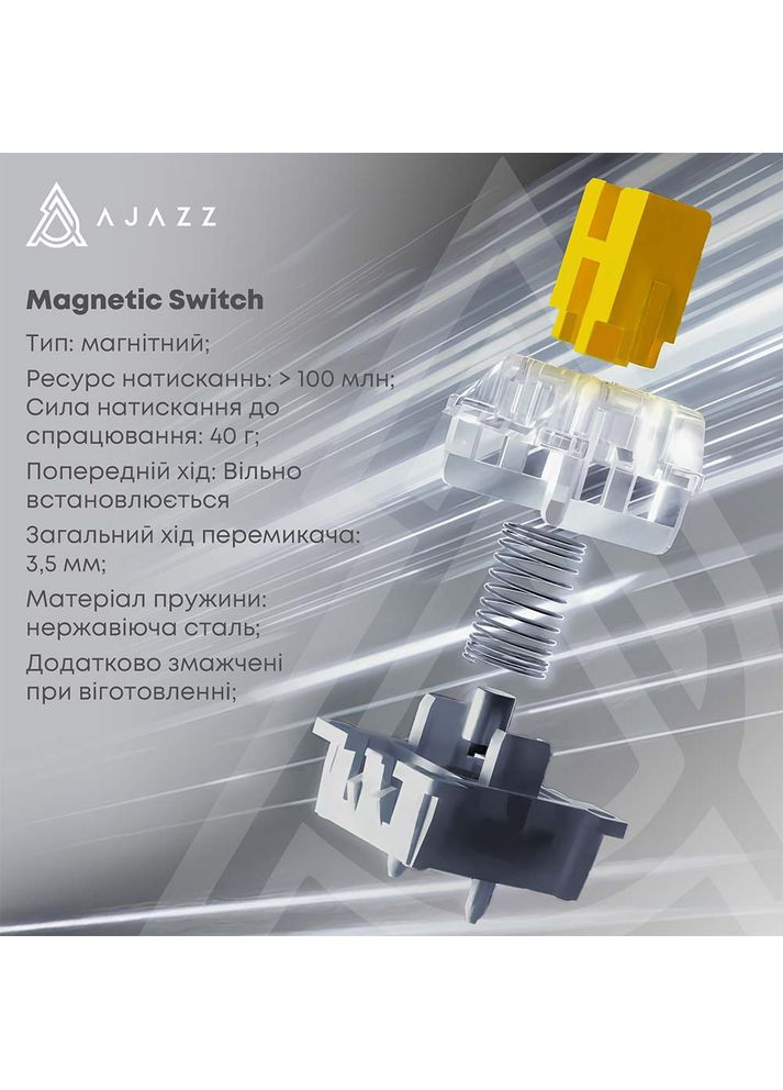 Клавиатура AK820 MAX Magnetic Switches Black/Gray/Yellow (AK820MAX-WM-BGY) Ajazz (351364870)