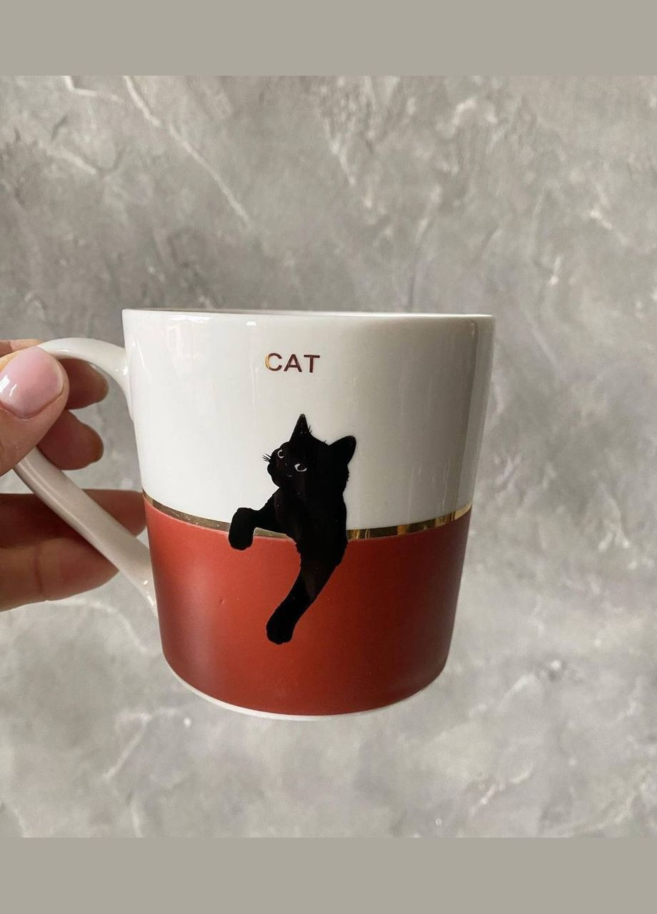 Кухоль порцеляновий 350мл Чорний Кіт (колір на вибір) No Brand (298746905)