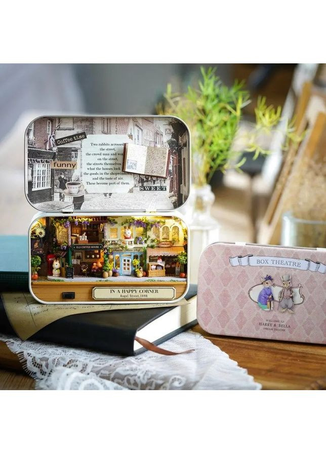 Міні румбокс у металевій скриньці Куточок щастя Міні ляльковий будиночок DIY House Roombox In a happy corner 4005 No Brand (362452966)
