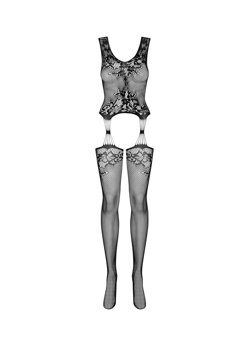 Бодистокинг Bodystocking F221, силуэтный цветочный рисунок, имитация чулок Obsessive (297571832)
