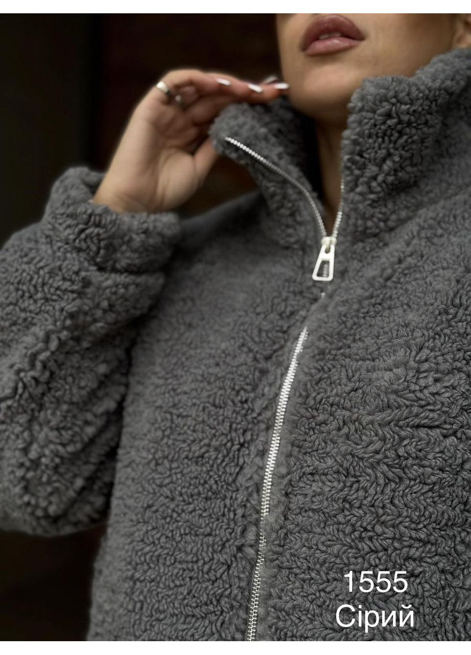 Сіра зимня жіноча зимова тепла штучна еко шуба баранець сіра л, хл, 2хл Lady yep