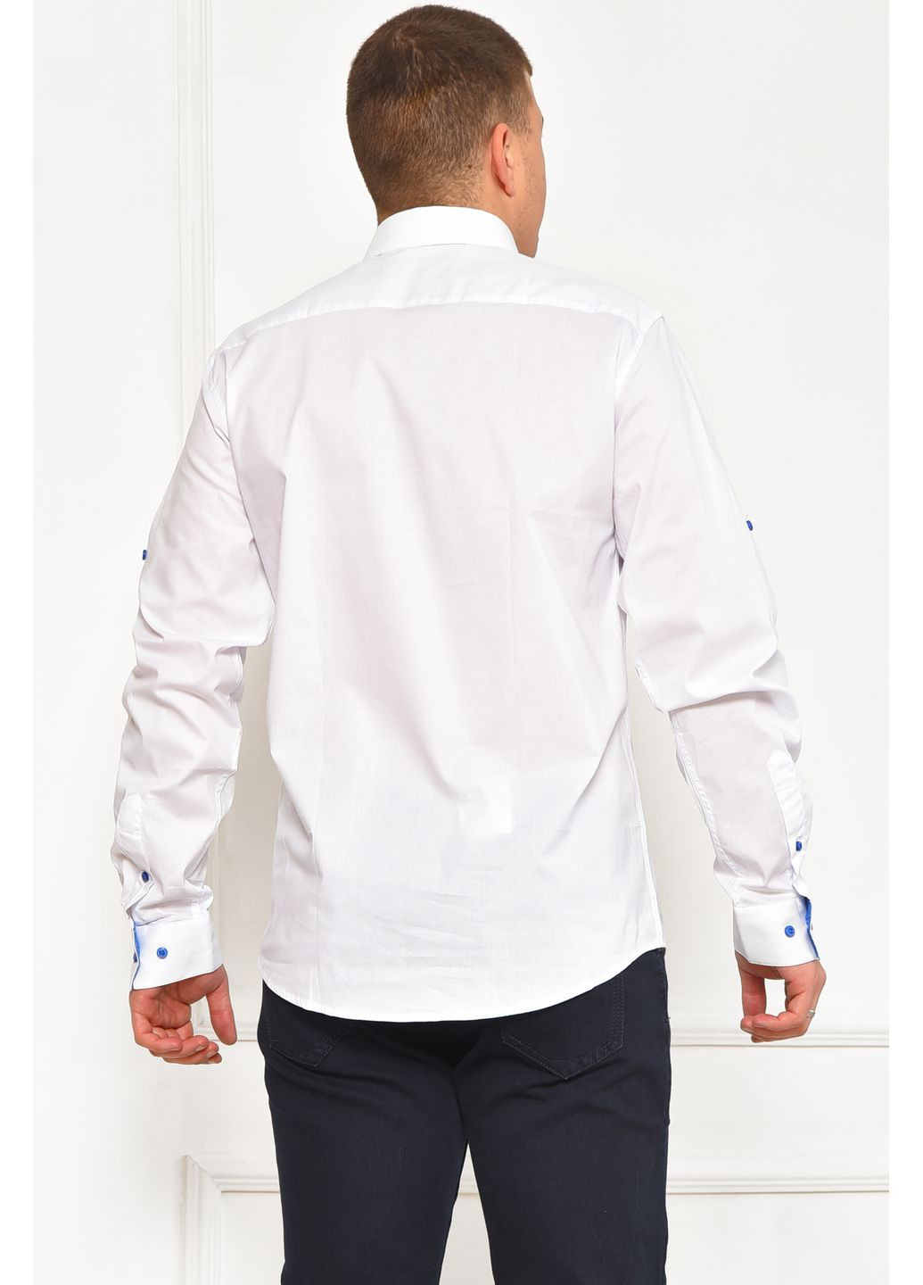 Сорочка чоловіча однотонна білого кольору Let's Shop (367180007)